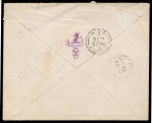 COVER FROM THE EXHIBITION: 1879 cover to "Augustus Morris/Secy Commission/ Sydney" with DLR&nbsp;1d tied by indecipherable Barred Numeral '991'&nbsp;& obvious strike of the 'GARDEN PALACE/NO25/1879/NSW' b/s, Sydney arrival b/s of the same date; also Dec 1879 stampl