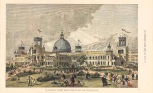 ENGRAVINGS, noted "The International Exhibition Building, Sydney" (hand-coloured); "The New South Wales Court" & "New Zealand Court"; "The Victorian Court"; and "The Promoters of the Sydney International Exhibition". All window mounted, various sizes. (4 