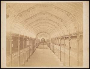 ALBUMEN PHOTOGRAPHS, taken after the Exhibition by the official phptographer Charles Bayliss - "The Garden Palace, Sydney", "Interior of the Garden Palace, Sydney" & "Dome of the Garden Palace, Sydney", each laid down on mount, about 35x26cm. (3 items).