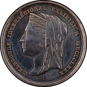 MEDALLIONS: Silver (51mm) Queen Victoria veiled bust facing left 'H.STOKES' in truncation 'MELBOURNE INTERNATIONAL EXHIBITION MDCCCLXXX', reverse '"VITAM / EXCOLVERE / PER ARTES"' in centre of enclosed wreath 'H.STOKES' at base, 5mm edge inscribed 'VAN DE