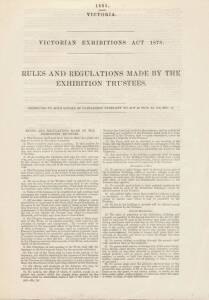 PARLIAMENTARY REPORTS & CORRESPONDENCE: 1882 Queensland Report relating to the extension of time for receipt of exhibits for the 1883 Great International Fisheries Exhibition.1883 Victorian Exhibitons Act Rules and Regulations and the 1883 Victorian Repor