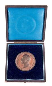 MEDALLION: Bronze (52mm) 'ALBERT PRINCE OF WALES EXECUTIVE PRESIDENT', small 'L.C. WYON F.' below left facing bust, reverse&nbsp;'COLONIAL / AND INDIAN / EXHIBITION / LONDON / 1886', in inscribed cased box 'D.M. CAMERON / Assistant Secretary / ROYAL COMMISSION