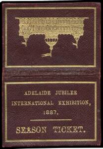 EXHIBITION SEASON TICKET: Lady's Season ticket No.946 in dark-brown leather with gold embossing for Mrs.D.M. Cameron, wife of the Victorian Commissioner.