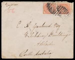 INWARDS INTER-COLONIAL MAIL: 1887 cover from NSW to "C.H. Granlund/Exhibition Buildings/Adelaide" with&nbsp;De La Rue&nbsp;1d pair tied by BN '1106' of 'CROYDON/NSW' b/s, endorsed "Express/56", Sydney & Adelaide transits &&nbsp;faint '[JUBILEE] EXHIBITION/JU 20/87/S-A' 