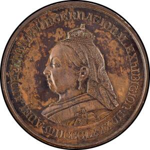 MEDALLIONS: Uninscribed Bronze (76mm) Queen Victoria veiled bust facing left &nbsp;E.A. ALTMANN. MELBOURNE' under bust,&nbsp;'ADELAIDE JUBILEE INTERNATIONAL EXHIBITION MDCCCLXXXVII', reverse 'FIRST ORDER / OF / MERIT' in center of enclosed wreath, gVF.