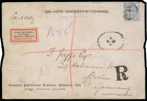 EXHIBITION ENVELOPE: Envelope with 'Centennial International Exhibition, Melbourne, 1888/...' imprint at lower-left
