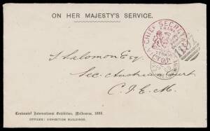 EXHIBITION DATESTAMPS: Envelope with 'Centennial International Exhibition, Melbourne, 1888/...' imprint at lower-left, to "Sec Austrian Court/CIEM"