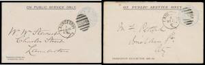 EXHIBITION ENVELOPES: Selection of OPSO Envelopes of various sizes and with all-different variations of the 'TASMANIAN EXHIBITION 1891-92' imprint at lower-left, four with the beautiful Exhibition crest embossed in deep blue on the flap, all with 'CORPORA