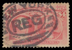 EXHIBITION STAMP ISSUE: 1893 Columbus 1c & 2c both with straight-edge at the top, 4c, 6c (shallow thin), 8c (closed tear), 10c (very fine) & $4 (a little aged otherwise very fine)