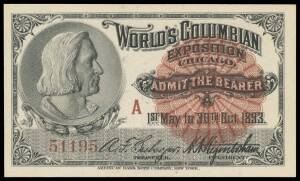 ENTRY TICKETS: An all-different selection by the American Bank Note Company x8, Western Bank Note Co x2 & three for "Chicago Day" without printer's imprint; also 1876 Philadelphia Exhibition 50c, very attractive & generally VF/EF (14 Items).