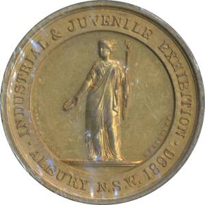 MEDALLION: Gilt (45mm) ALBURY NSW INDUSTRIAL & JUVENILLE EXHIBITION, uninscribed, EF.