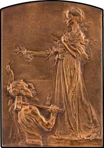 MEDALLIONS: Bronze Plaque (52mm x 76mm) by S.T. Schwartz, reverse 'OSTERREICH / AUF DER / WELTAUSSTELUNG / PARIS 1900' in original cased box