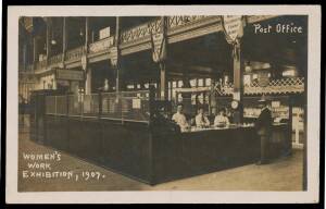 EXHIBITION POSTCARDS: Real photo postcards including "Welcoming Lady Northcote" (the Governor-General's wife), "Post Office", "The Royal Exhibit" & "The Choir", one with very fine strike of the 'EXHIBITION/NO6/07/MELBOURNE -1197' duplex cancellation, also