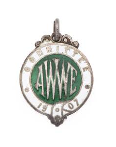 MEDALLIONS: Green and white enamel fob 'COMMITTEE/ AWWE / 1907' (23mm) by Newman, very rare.&nbsp;