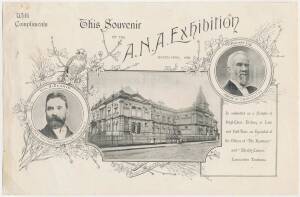 SOUVENIR SAMPLE - LAUNCESTON 1908: Complimentary printed sheet being a sample of printimg techniques prepared by "The Weekly Courier" & "The Examiner", features Prime Minister Alfred Deakin, P. Boland, the Mayor & the Exhibition Building in Launceston.