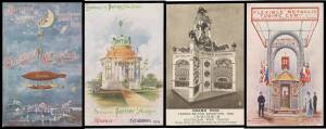 ADVERTISING POSTCARDS: Mostly British group including beautiful promotional cards for Perrier, Flexible Metallic Tubing Co, Godfrey Phillips, Chateau Livran Claret, Bell Range & Foundry Co, Fuller's Chocolates (airship), Bovril Castle, Electric Supply Co 