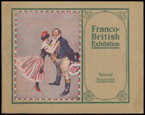 SPECIAL SOUVENIR BOOKLET: "Franco-British Exhibition Special Souvenir" [Hudson & Kearns, London] 32pp. featuring photographs of venues and aspects of the Franco British Exhibition 1908, coloured cover and containing advertisements for Exhibitors. Noted P.