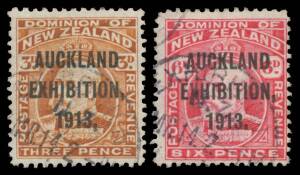 ISSUED STAMPS: &frac12;d to 6d, SG 412-415, the 3d is unusually well centred, all cancelled with the Exhibition cds, Cat &pound;600 (CP $NZ1660). (4 Items).