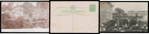 EXHIBITION POSTAL CARDS: &nbsp;&frac12;d "CHIEF POST OFFICE..." (unused), 1d "CUSTOMS STREET..." (unused), &frac12;d "GENERAL VIEW OF EXHIBITION..." (with Exhibition &frac12;d affixed, unused), 1d "FISH-PONDS AND ENTRANCE..." (unused), and "QUEEN STREET..." (used to NSW with 'EXHI
