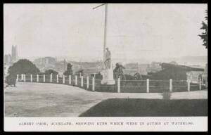 EXHIBITION POSTAL CARDS - HALFPENNY GREEN with VIEWS IN BLACK: Samuel #AB3a(j) "ALBERT PARK, AUCKLAND, SHOWING GUNS WHICH WERE IN ACTION AT WATERLOO", fine unused.