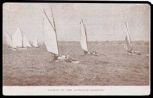 EXHIBITION POSTAL CARDS - PENNY RED with VIEWS IN PURPLE-BROWN: Samuel #AB4a(d) "YACHTS ON AUCKLAND HARBOUR", minor blemishes, unused.