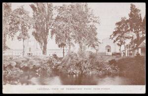 EXHIBITION POSTAL CARDS - PENNY RED with VIEWS IN PURPLE-BROWN: Samuel #AB4a(i) "GENERAL VIEW OF EXHIBITION FROM FISH-PONDS", to Christchurch with 'EXHIBITION OPENS...' slogan cancellation of FE24-1914