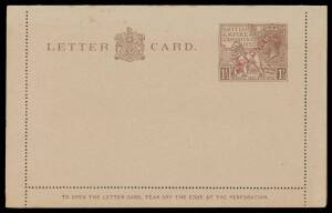 POSTAL STATIONERY etc: 1925 Wembley 1&frac12;d Letter Card & Envelope both with 'COLONIAS' handstamp in red Ex Spanish Post Office Archives, also 'EMPIRE EXHIBITION/1925 - [Lion]/WEMBLEY PARK 1925' slogan cancel 1) on 1&frac12;d Envelope to Victoria, 2) on Exhibition 1