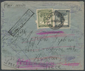 A real mixed bag but with better items including 1922 PPC from Eritrea plus 1918 & 1919 uprated Greek Postal Cards & large Bulletin d'Exp&eacute;dition form all to Tanganyika, & a much travelled airmail cover from Belgian Congo to Greece & return, the balance mo