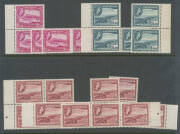 ANTIGUA: 1953 Pictorials 48c 60c & $1.20 x30 each, $2.40 & $4.80 x9 each SG 130-134, all denominations include a marginal block of 4, Cat £800+. (74) - 2