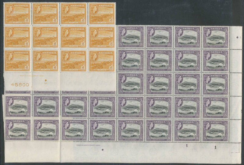 ANTIGUA: 1966-73 issues with sets, blocks, part-sheets & M/Ss, noted 1966-70 Pictorials to $5 with 1969 reprints including $2.50 x9 (1st printing) $5 x9 plus 1969 reprint x3, M/S includes 1972 Uniforms SG 318 x10. (Many 100s)