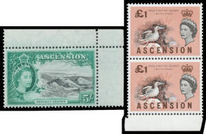 ASCENSION: 1956 Pictorials ½d to 3d x12 plus 2/6d x3 & 5/- x4, 1963 Birds to 5/- x12 plus 10/- x3 and £1 x2, 1970 Fish 3rd series x18, Naval Crests 1970 2nd series x15 sets, 1971 3rd series x4 sets, 1972 4th series x26 sets plus M/S x12, 1973 5th series x