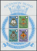 ASCENSION: 1973 Royal Naval Crests Miniature Sheets SG 170, Cat £2240 (2002). (80)