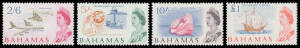 BAHAMAS: 1954 Pictorials &frac12;d to 8d in blocks of 20+ and to 1/- in blocks of 8 plus 2/- x3 2/6d x4 5/- x3, 1964 New Constitution overprints with 2/- x9 2/6d x8 & 5/- x9, 1964 Pictorials 2/- 2/6d & 5/- blocks of 4 and 6 10/- x4 & &pound;1 x3, 1966 New Currency Ove