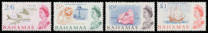 BAHAMAS: 1954 Pictorials ½d to 8d in blocks of 20+ and to 1/- in blocks of 8 plus 2/- x3 2/6d x4 5/- x3, 1964 New Constitution overprints with 2/- x9 2/6d x8 & 5/- x9, 1964 Pictorials 2/- 2/6d & 5/- blocks of 4 and 6 10/- x4 & £1 x3, 1966 New Currency Ove