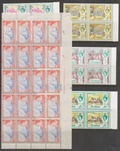 BERMUDA: 1953-67 Singles, large blocks and sheets, noted 1953 Pictorials sheets of 60 for 3d (x3) & 4½d (x2), 1962 with 10d x21 and £1 x9. (100s)