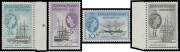 FALKLAND ISLANDS: DEPENDENCIES: 1954-62 ½d to £1 including half-sheets or large blocks to 1/-, noted 1d Retouch to Cross-Hatching (R12/1) SG 27ba, 2/- x5 2/6d x6, 5/- x7 & 10/- x3, 1956 'Trans-Antarctic Expedition' overprints with 2½d 3d & 6d full sheets,