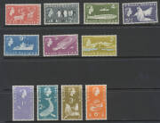 FALKLAND ISLANDS: SOUTH GEORGIA: 1963 ½d to £1 (both) including part sheets, blocks and singles to 1/- plus 2/- x20 2/6d x18 5/- x19 10/- x13 & £1 grey x6, 1972 Shackleton x35+ sets, 1974 Churchill M/S SG 42 x34 & 1977 Decimal Currency Surcharges, Cat £3 - 2