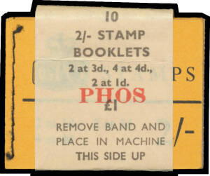 GREAT BRITAIN: BOOKLETS: 1959-65 2/- 'July 1962' SG N8 x40, 'January 1963' With Phosphor Bands SG N10p x2, 'October 1965' No Phosphor x44 & Phosphor x42 SG N22 & 22p; 1959-61 4/6d x11 various dates; 5/- 'July 1962' No Phosphor x50 plus One Phosphor Band o