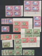 MALAYSIA: MALAYAN STATES: Singles, pairs and blocks of 4 or more for Kedah 1957 to 50c x10+, $1 x6 (3*) $2 x5 (2*) $5 x5 (1*), 1959 with $2 x5 & $5 x10 (including perf 13x12½ SG 114a x5); Kelantan 1957 $2 x12 & $5 x7, 1961-63 x7 sets; Negri Sembilan inclu - 3