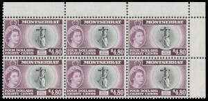MONTSERRAT: 1953-77 with sets, blocks and M/Ss, noted 1953 Pictorials 60c x10 $1.20 x11 $2.40 x8 & $4.80 x7, 1965 Plants 2c to 24c sheets, 1970 Birds with $1 x15 $2.50 and $5 block of 9, 1977 Silver Jubilee $7 booklet x6, Cat £1100+. (100s)