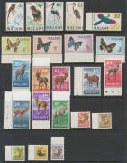 NYASALAND / MALAWI: 1953-54 Pictorials ½d to 1/- with duplicated singles, pairs, blocks of 4 6 or 8, 1964 Pictorials to 1/- plus Malawi Pictorials part-sheets to 1/3d and blocks of 4 to £1, 1966 Butterflies x6 sets plus M/S, 1968 Birds including £2 x5 (2 - 2