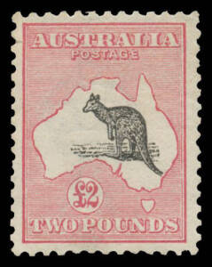 £2 grey-black & rose-carmine BW #55C, well centred, minor wrinkles & a small tear at upper-left, the gum redistributed to appear unmounted, Cat $10,000 (mounted).