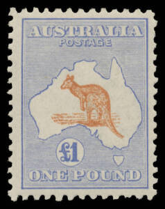 &pound;1 chestnut & blue with the Watermark Inverted BW #52Ba, a couple of tiny perf imperfections, Cat $6000.