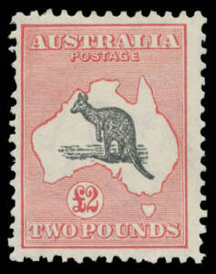 &pound;2 grey-black & rose-carmine, a few short perfs, Cat $4500.