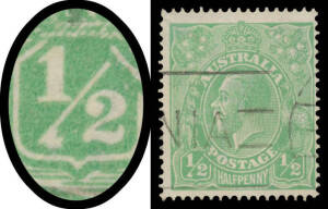 ½d green Electro 3 with Clubbed Fraction Bar at Left BW #63(3)j, repaired tear at upper-left, Hobart machine cancel well clear of the variety, Cat $1500. Michael Drury Certificate (2011).