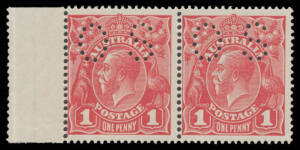 of PUNCTURED 'OS': Smooth Paper 1d red Dies I-II Pair BW #71V(1)fc, minor gum speckles but unmounted, Cat $1750.