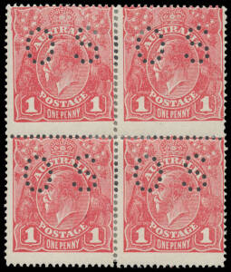 - Rough Paper 1d block of 4 comprising both Substituted Clich&eacute;s, Thin 'G' and Pregnant 'Y' BW #72(2)ia ja k & l, minor reinforcing of the central perfs, Cat $3650++ (as singles).