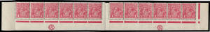 Cooke Printings 1d carmine-pink 'CA/JBC' Monograms strip of 12 BW #73A(4) with Roo's Tongue Out (Early State) [R58], well centred, split perfs at the gutter, unmounted, Cat $25,000+ (for the two mounted Monogram strips of 3). A great rarity.