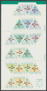 1994 ATM Booklet $9 (Triangle 45c Kangaroo x20) self-adhesive booklet essay with the Kangaroos Facing to Left BW #1784E(1), Cat $500. [This trial booklet was produced to test dispensing from Automatic Teller Machines. The ACSC states "The quantity known i
