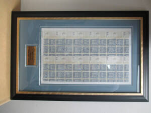 2005 "Treasures from the Archives" imperforate sheet of 10 (2x5) No '465' of 500 produced, unmounted, and No '051' in Australia Post frame. (2 sheets)